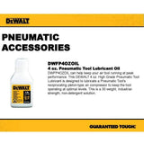 DEWALT, DWFP4OZOIL, Pneumatic Tool Lubricant, 4 oz, 1.375 in width, 2.188 in length, 30-weight