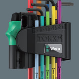 WERA Tools 05073599001 967/9 TX BO Multicolor 1 SB L-key set for tamper-proof TORX screws, Black Laser, 9 pieces