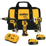 DeWalt DCK301P2 20V MAX XR Lithium-Ion Cordless Drywall Combo Kit (3-Tool) with Impact Driver Drywall Screwgun & Cut-Out Tool