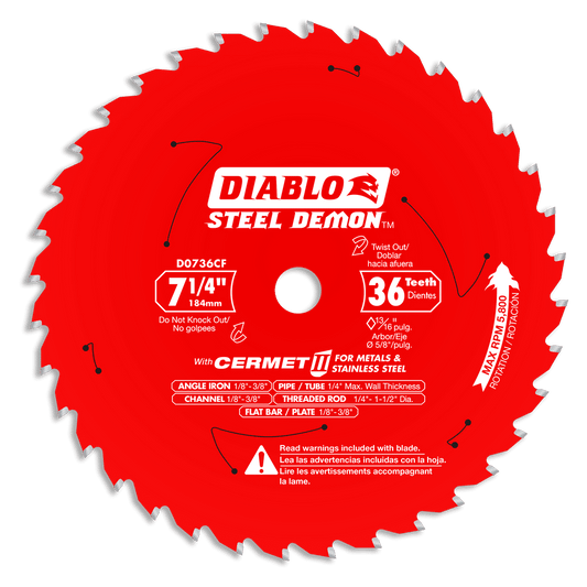Diablo D0736CF 7-1/4 in. x 36?Tooth
Steel Demon Cermet II
 Saw Blade for Metal &
Stainless Steels