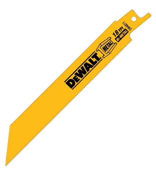 DEWALT, DW4811B, Reciprocating Saw Blade, 6 in, 18 TPI, Bi-Metal