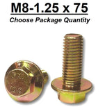 M8-1.25 x 75mm Grade 10.9 Hex Metric Flange Bolts Yellow Zinc Hardened