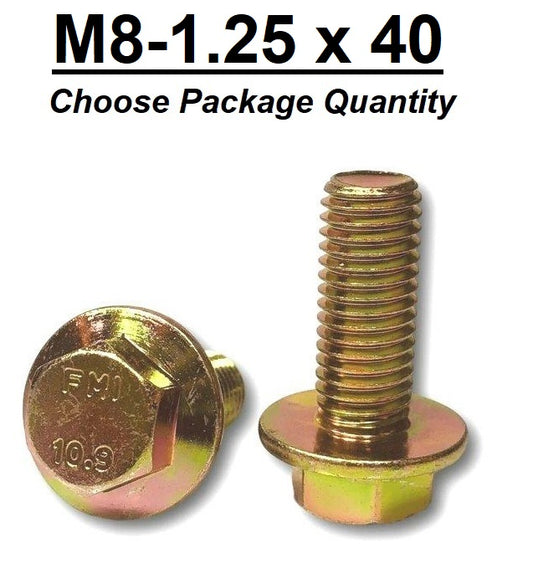 M8-1.25 x 40mm Grade 10.9 Hex Metric Flange Bolts Yellow Zinc Hardened