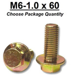 M6-1.0 x 60mm Grade 10.9 Hex Metric Flange Bolts Yellow Zinc Hardened