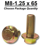 M8-1.25 x 65mm Grade 10.9 Hex Metric Flange Bolts Yellow Zinc Hardened