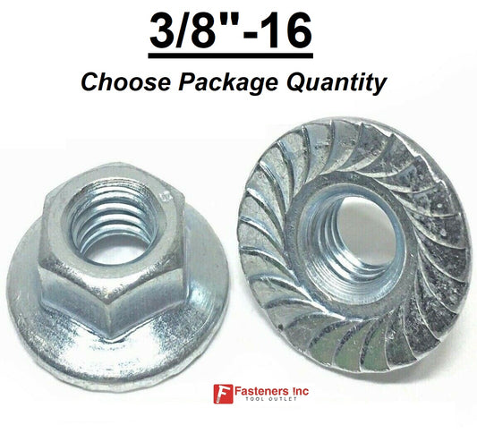 3/8"-16 Coarse Hex Flange Nut Large Flange with Serration Case Hard Zinc