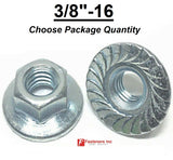 3/8"-16 Coarse Hex Flange Nut Large Flange with Serration Case Hard Zinc