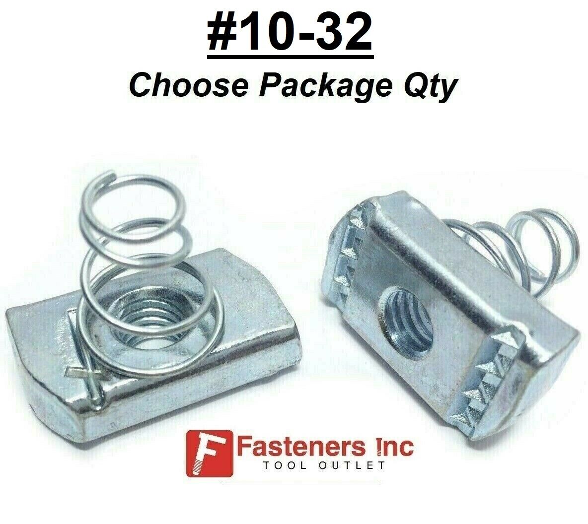 #10-32 Spring Nuts (Short Spring) for Unistrut Channel #4131 P4006-1032 Zinc