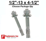 1/2"-13 x 4 1/2" Concrete Wedge Anchor Zinc Plated