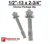 1/2"-13 x 2-3/4" Concrete Wedge Anchor Zinc Plated