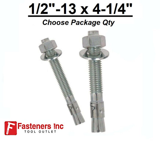 1/2"-13 x 4-1/4" Concrete Wedge Anchor Zinc Plated