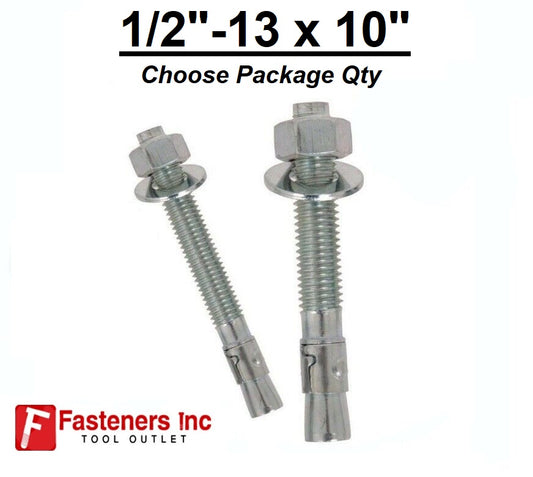 1/2"-13 x 10" Concrete Wedge Anchor Zinc Plated