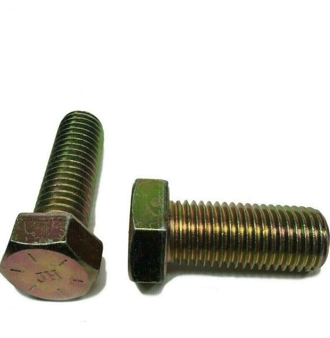 1/4"-20 x 1" (FT) Hex Bolt Yellow Zinc Plated Grade 8 Cap Screw Coarse Thread