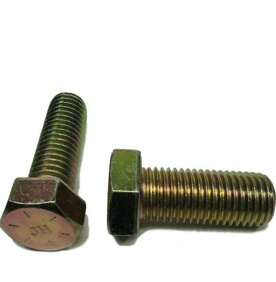 1/4"-20 x 1/2" (FT) Hex Bolt Yellow Zinc Plated Grade 8 Cap Screw Coarse Thread