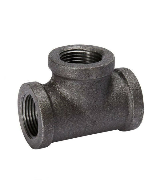 3/8" BLACK MALLEABLE IRON PIPE THREADED TEE FITTINGS PLUMBING
