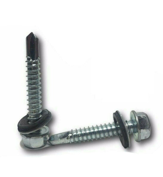 INTERCORP #10 x 2" (5/16" Dr) Hex Rubber Neoprene Washer Head Self Drilling Screws Roofing Siding Zinc Plated