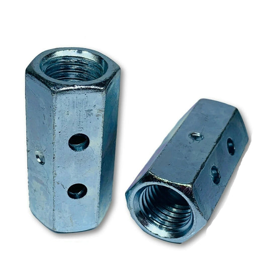 1/2"-13 x W 11/16" x L 1 3/4" Hex Threaded Rod Coupling Nut Zinc w Witness Holes