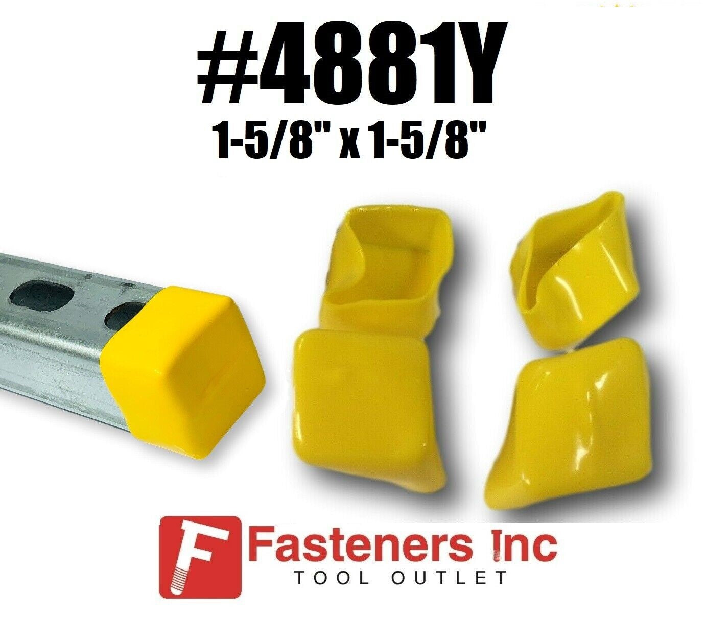 1 5/8'' X 1 5/8' Plastic Yellow End Caps for Unistrut Channel #4881Y