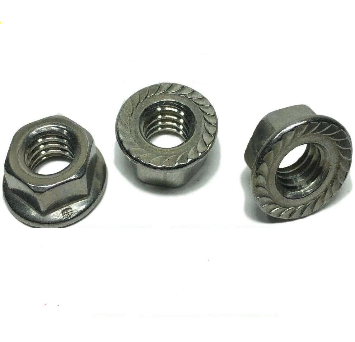 1/2"-13 StaInless Steel Hex Flange Nut Locknuts Serrated