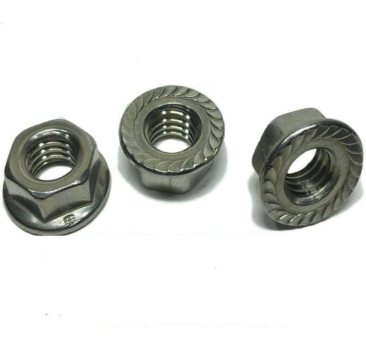 1/2"-13 StaInless Steel Hex Flange Nut Locknuts Serrated