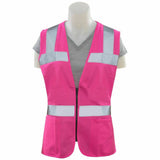 ERB Pink Women's Reflective Safety Vest with Pockets & Zipper
