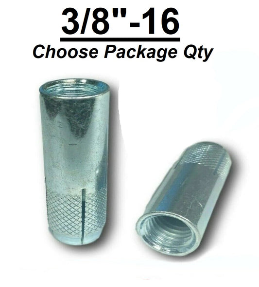 Drop-In 3/8" x 1-9/16" Concrete Expansion Anchor 1/2" Drill Zinc 3/8"-16
