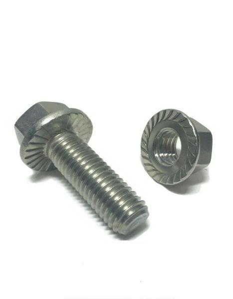 5/16"-18 x 1-1/2" StaInless Steel Hex Serrated Flange Bolt with nuts