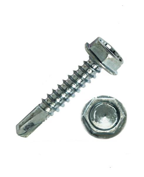 #8 x 1 1/4" Self Drilling Screw Hex Washer Head Zinc Plated