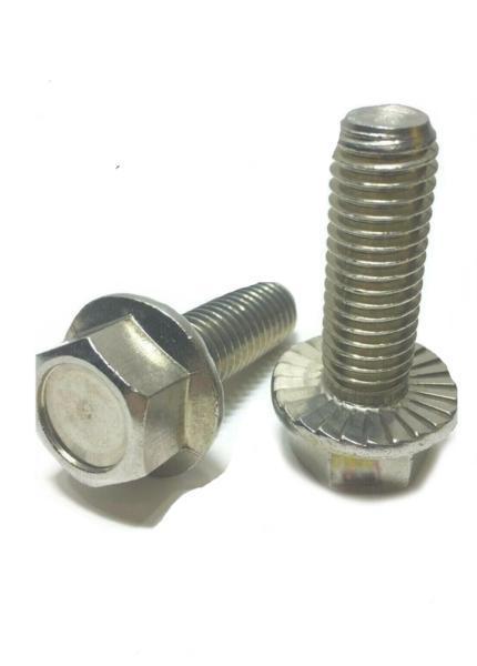 (Qty 25) 1/4"-20 x 1-1/2" Stainless Steel Hex Cap Serrated Flange Bolt FT UNC