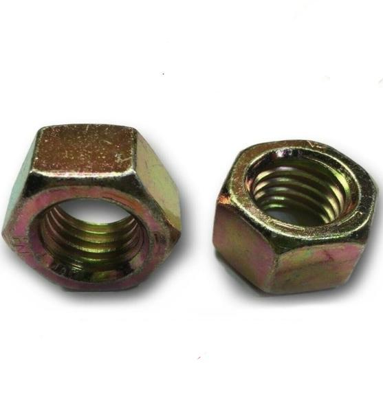 (Qty 50) 1/2-20 Fine Grade 8 Finish Hex Nuts Yellow Zinc Plated Hardened