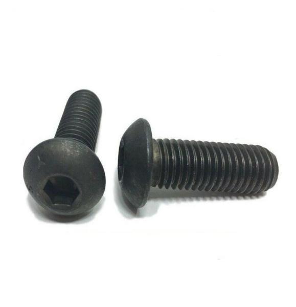 3/8"-16 x 2" Button Head Cap Screw Black Oxide Thread Socket