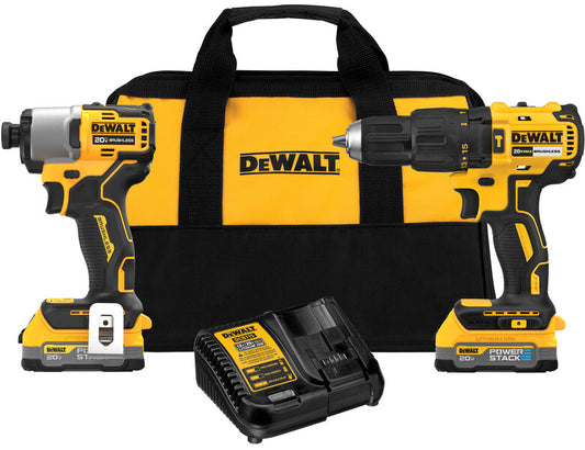DEWALT DCK276E2 20V MAX Brushless Cordless Hammer Drill/Driver and Impact Driver Combo Kit with POWERSTACK Batteries